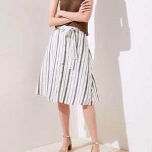 Grey and white stripe skirt from loft. New with tags!